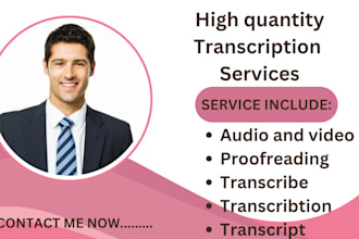 transcribe and provide quality transcripts for any english audio or video