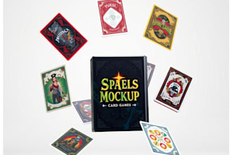 illustrate tarot card design,board game, card box mockup, frame card