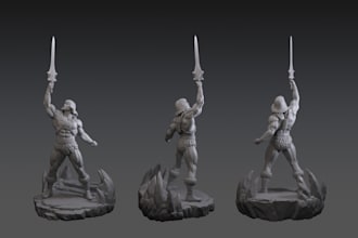 design 3d anime character,action toy figure,comic model,fan art,manga sculpt,stl
