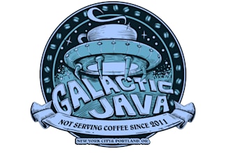 design artwork galactic java space coffee shop logo
