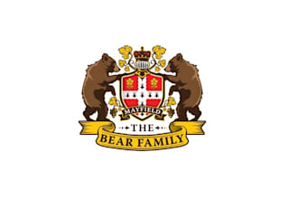 design powerful unique bear family business logo