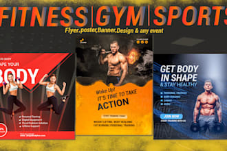 do impressive gym sports and fitness flyers poster banner design