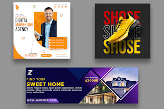 design creative social media poster, banner, facebook ads