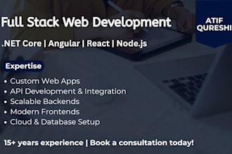 develop or fix full stack web apps using dotnet core, angular, react