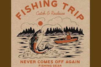 make vintage fishing hunting t shirt design and illustration