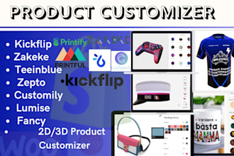 setup kickflip, zakeke, customily, zepto on shopify pod, product configurator