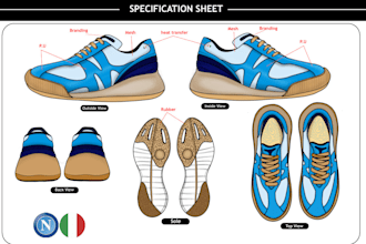 create shoe designs and develop tech packs for your concept