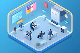 design isometric illustrations for websites, saas pitch deck, mobile app