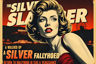 design retro vintage movie poster design, flyer, comic art