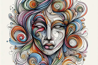 make a scribble art, abstract line portrait