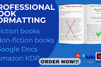 format fiction and non fiction books from google docs for amazon KDP