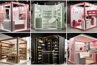 design 3d kiosk, exhibition stand, trade booth, stall, booth