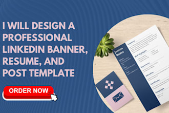 design a professional linkedin banner, resume, and post template