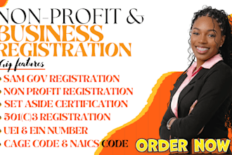 non profit business registration, 501c3, mbe, wosb, ein, sam gov, 8a, cage code
