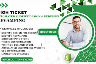 build design redesign revamp high ticket dropshipping shopify store website