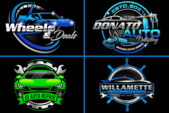 do modern automotive, trucking, garage, auto detailing, and car wash logo design