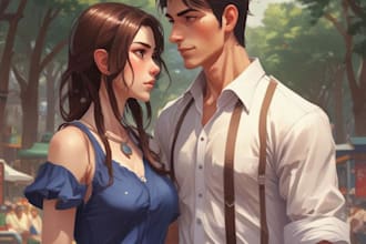 make a anime couple character art anime style