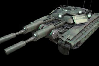 create 3d military tank model, machine gun, armored spaceship, 3d aircraft model