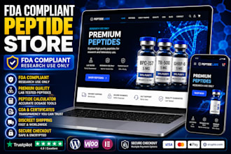 desig premium compliant peptide website or research peptide store on woocommerce