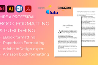 do manuscript formatting, amazon ebook formatting, adobe indesign google doc kdp