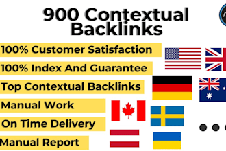 build 900 high quality contextual backlinks for global SEO ranking with guarante