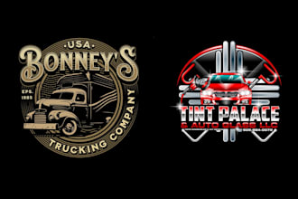 make modern transport, logistic, trucking and dispatching cargo logo design