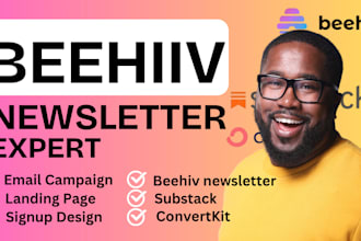 design beehiiv newsletter, beehiiv, substack, convertkit landing page