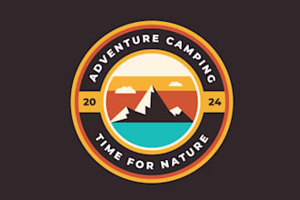 design retro adventure outdoor camping badge logo