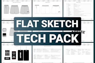 create flat sketch and tech pack for your streetwear brand