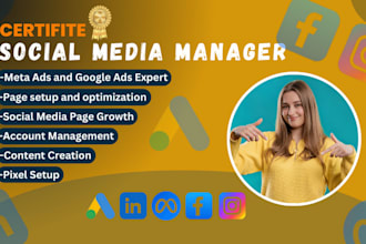 be your social media manager, meta ads, pixel setup and integration