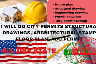 draw, stamp architectural drawing, floor plan, structural engineer city permits