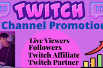 organic twitch channel promotion to playlist chatters followers live viewers sub