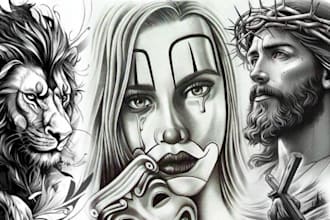 make unique tattoo design, realism, traditional, anime or more