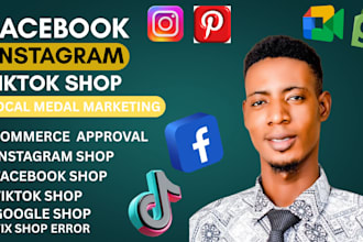 setup facebook shop, tiktok shop, instagram shop tiktok ads or shopify marketing