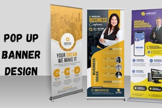 design roll up, pop up or roll up banner, retractable banner
