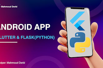 develop a flutter mobile app with a python flask backend and static apps