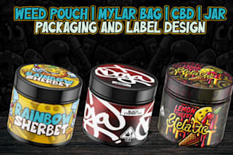 design unique weed pouch ,mylar bag and cbd product label