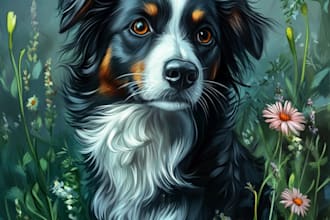 design pop art of dog cat pet animal portrait