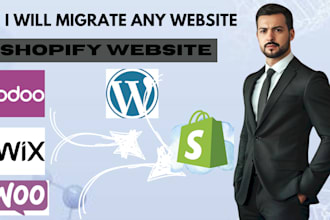 migrate odoo, wix woocommerce squarespce to shopify store
