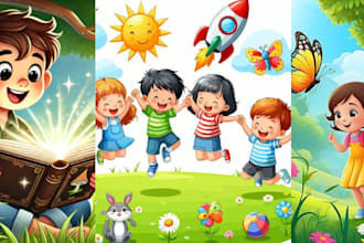 design children book, storybook illustration, book cover