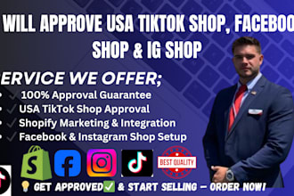 approve USA tiktok shop facebook shop instagram shop for shopify marketing
