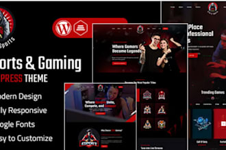 develop tournament website, gaming website,esport website, gym website
