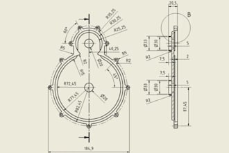 2d cad drawing mechanical and industrial product design