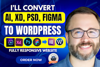 convert figma to wordpress, figma to elementor, xd or psd to wordpress acf, divi