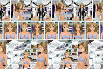 do sfw nsfw anime comic in anime,manga style,comic page,comic cover book,fanart