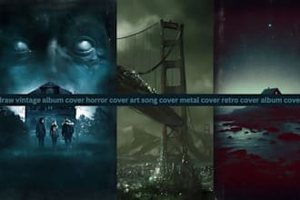 draw vintage album cover horror cover art song cover metal cover retro dark art