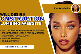 construction website, plumbing website, construction landing page, redesign