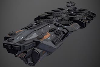 do 3d spaceship model for printing, hard surface model, sci fi starship 3d stl