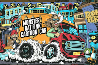 monster rat fink illustration cartoon style mascot retro vintage comic tshirt