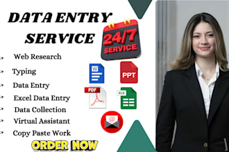 do data entry, copy paste, web research, excel data entry, data collection